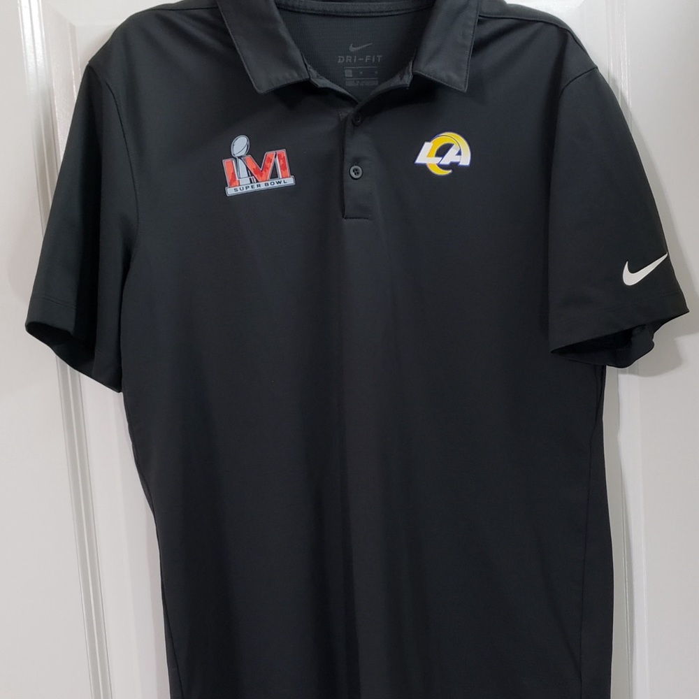 NFL Los Angles Rams Nike Super Bowl LVI  Black Dri-FIT Men's Polo Shirt Size Med